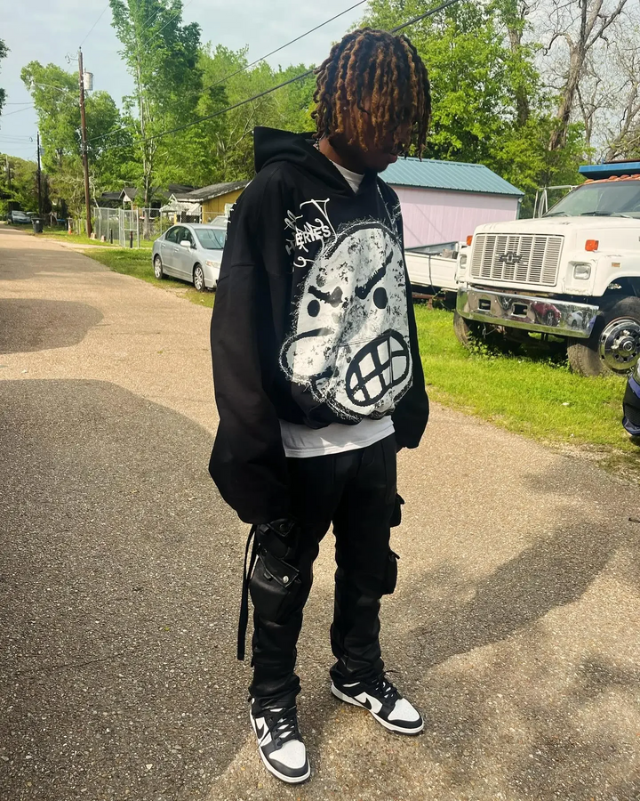 Y2k Angry Cartoon Print Hoodie     - VONVEX