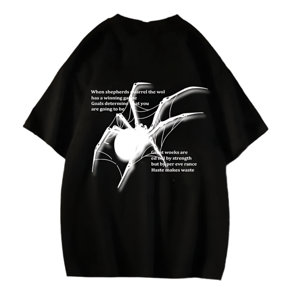 Y2K Spider Graphic Oversized T-Shirt     - VONVEX