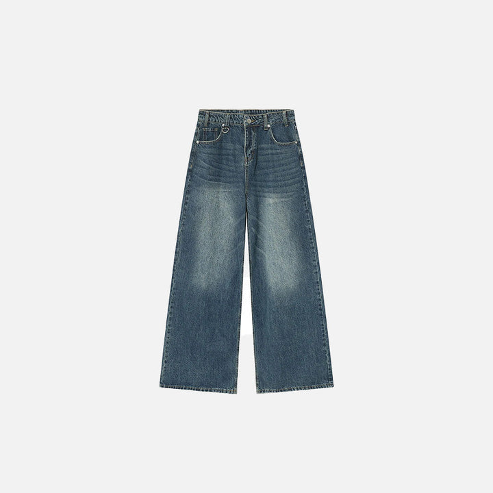 Wide-Leg Cowboy Denim Jeans  S Blue  - VONVEX