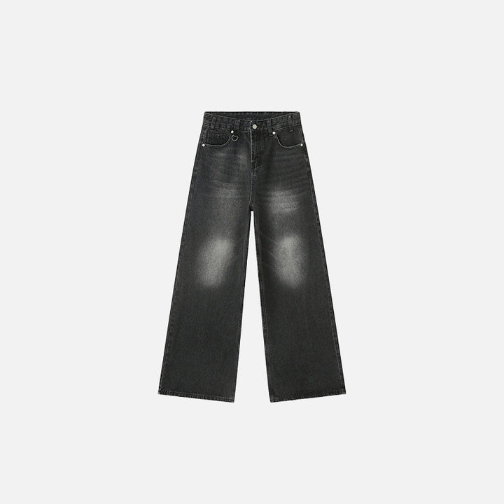 Wide-Leg Cowboy Denim Jeans  S Black-grey  - VONVEX