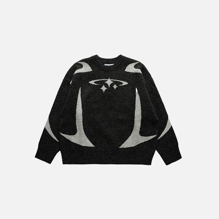 Y2K Stars Graphic Sweaters  Black M  - VONVEX