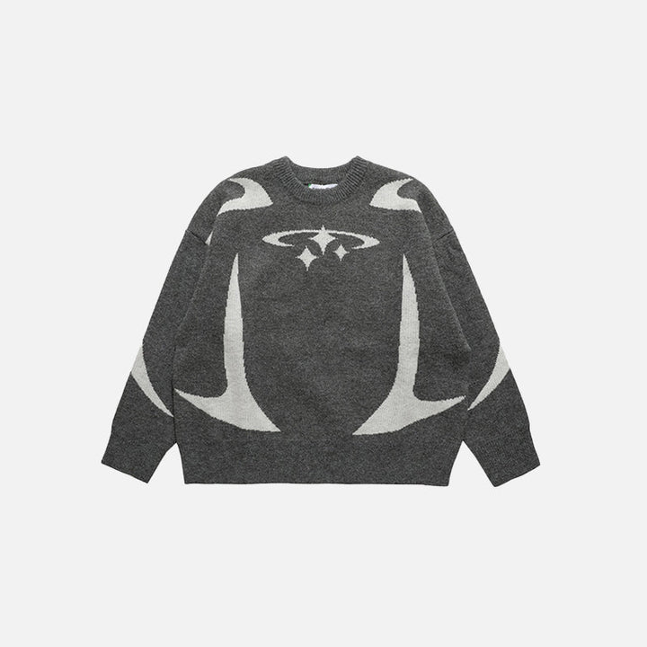 Y2K Stars Graphic Sweaters  Gray M  - VONVEX