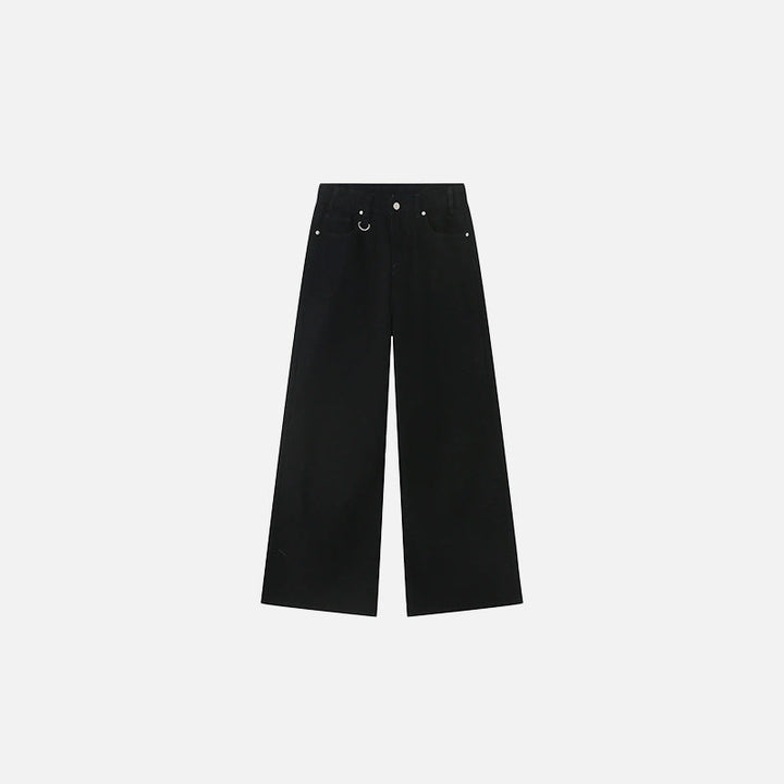 Wide-Leg Cowboy Denim Jeans  S Black  - VONVEX