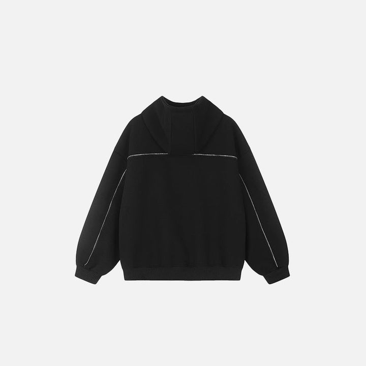 Curved Seam Zip-Up Hoodie     - VONVEX