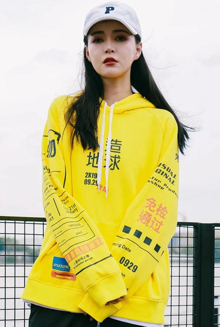 Kanji Hip Hop Graffiti Hoodie     - VONVEX