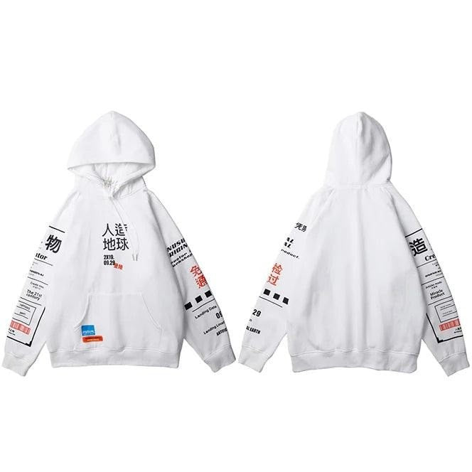 Kanji Hip Hop Graffiti Hoodie  White M  - VONVEX