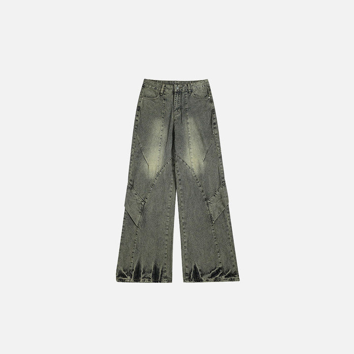 Urban Patchwork Wide-Leg Jeans     - VONVEX