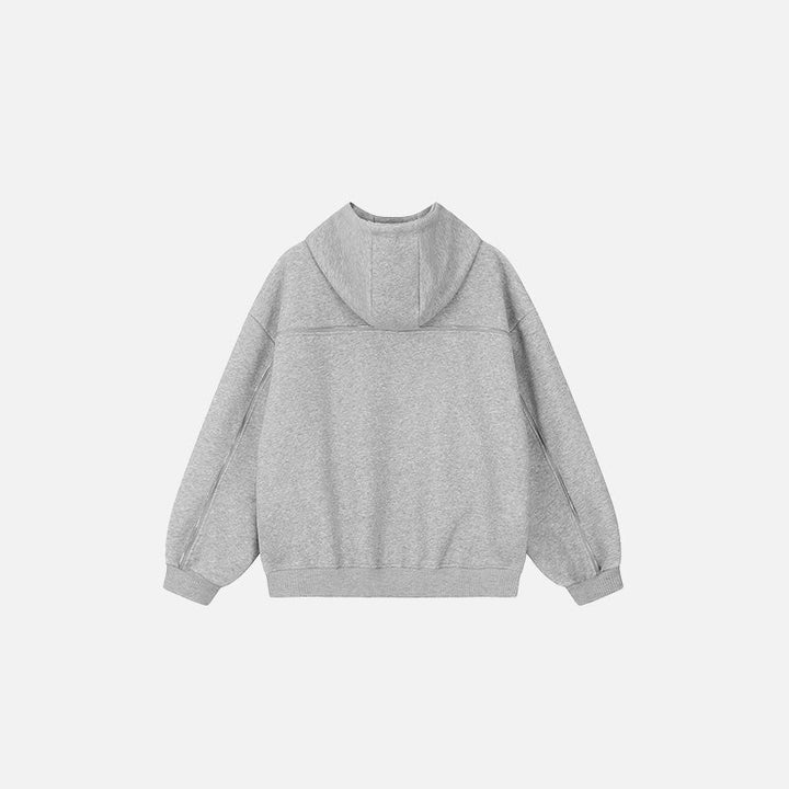 Curved Seam Zip-Up Hoodie     - VONVEX