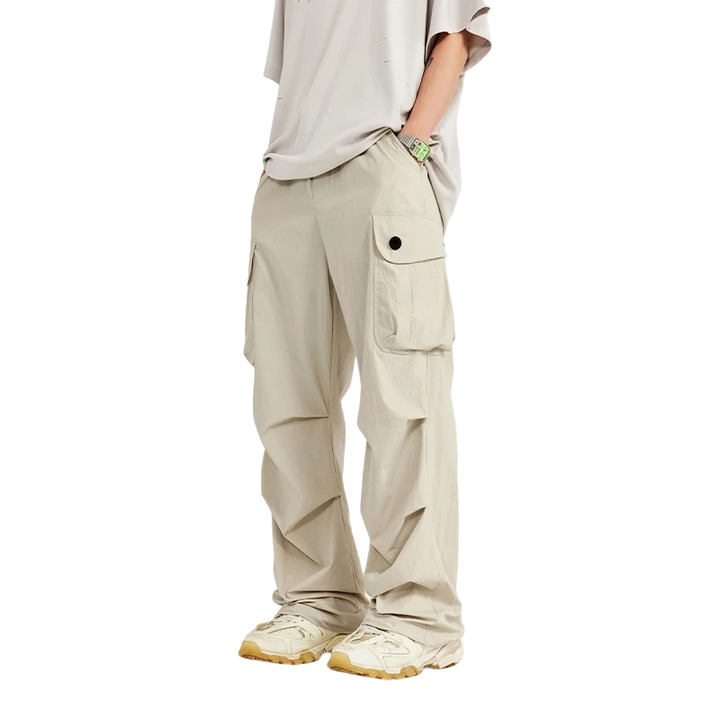 Trendy Loose Fit Cargo Pants  Apricot S  - VONVEX