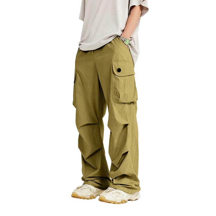 Trendy Loose Fit Cargo Pants  Army green S  - VONVEX