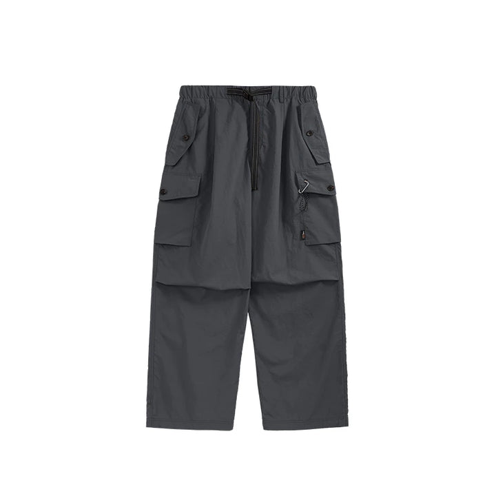 Loose Belted Sports Cargo Pants Gray S - VONVEX