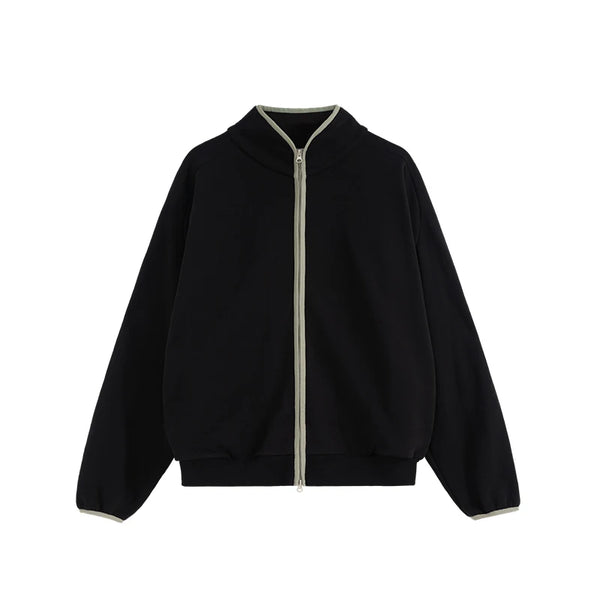 Double Zipper Stand Collar Jacket Black M - VONVEX