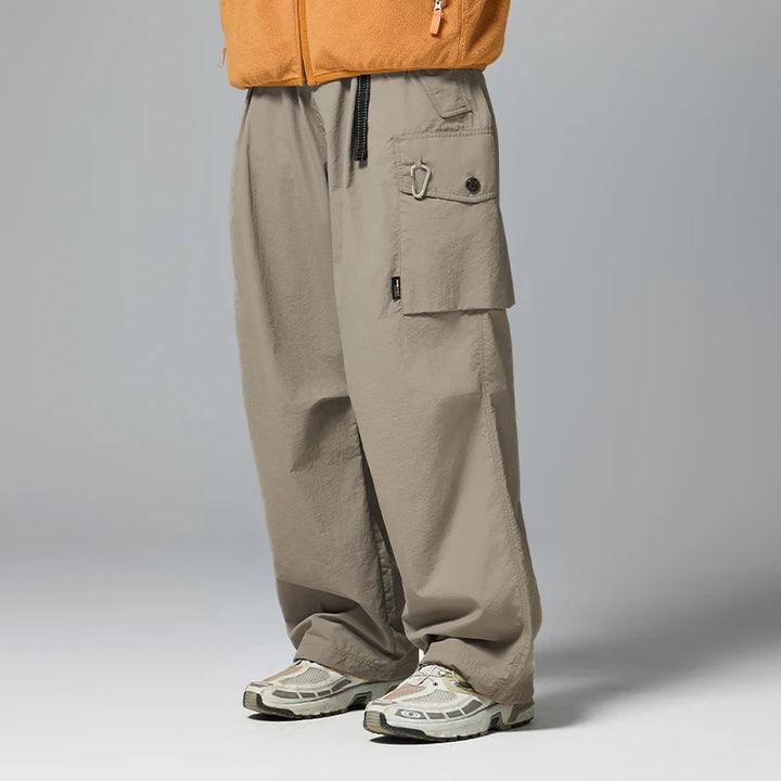 Loose Belted Sports Cargo Pants - VONVEX