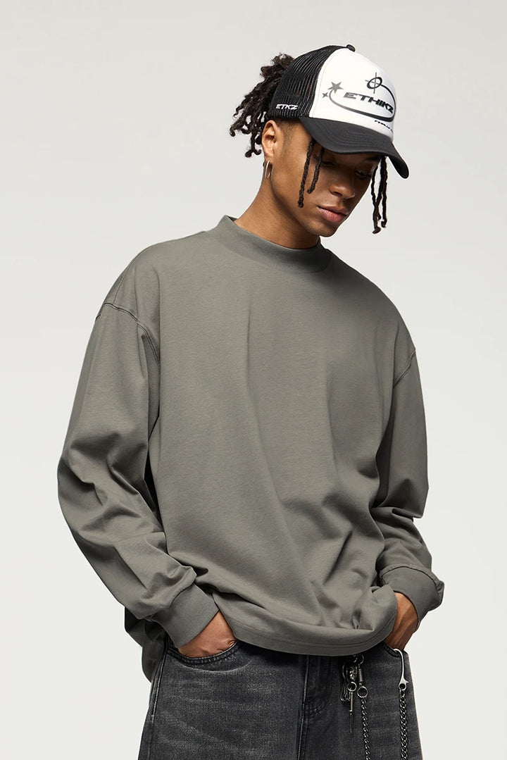 Heavyweight Cotton Oversize Neck T-Shirt     - VONVEX