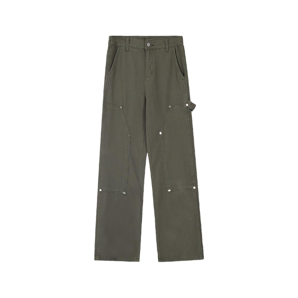 Buttons Cotton Basic Pants     - VONVEX