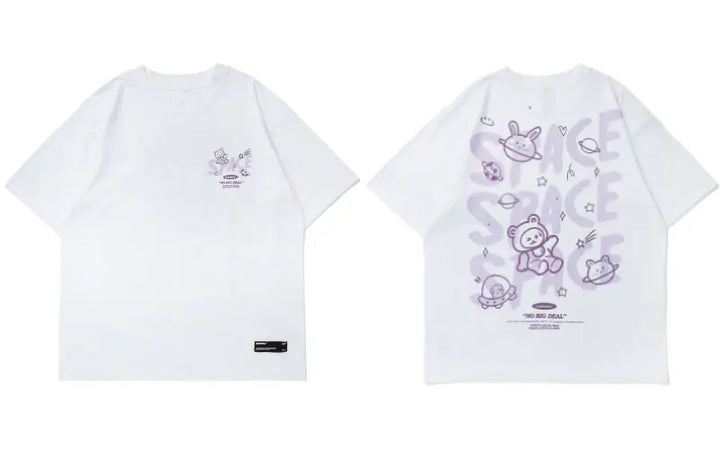 Space Buddies Oversized T-Shirt  White M  - VONVEX