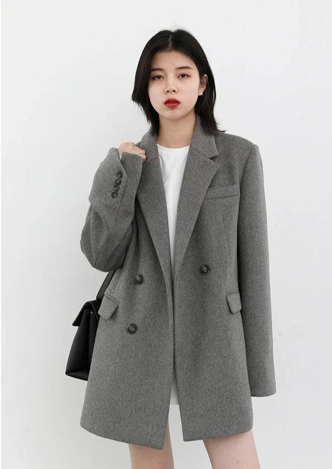 Solid Blend Wool Women's Coat     - VONVEX