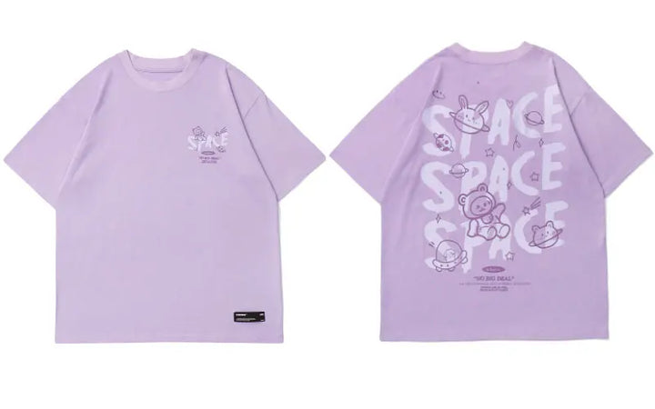 Space Buddies Oversized T-Shirt  Purple M  - VONVEX