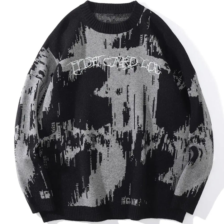 Punk Letter Knitted Diablo Sweater Black M - VONVEX