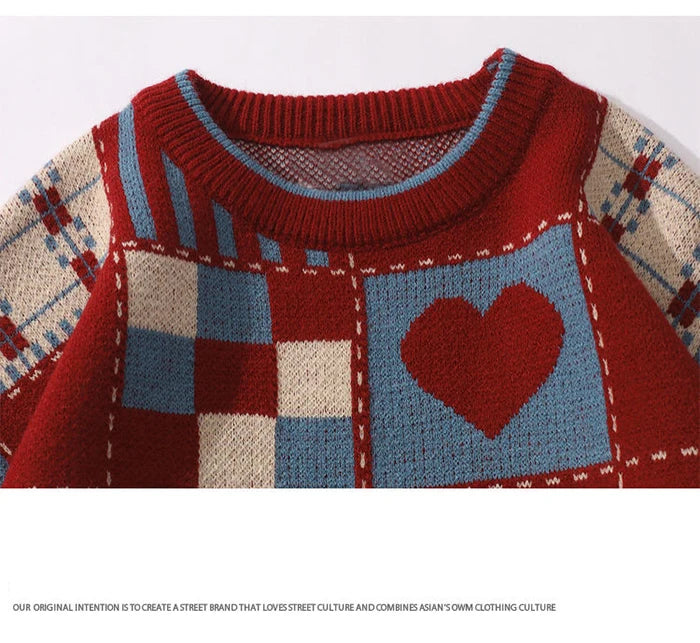 Y2K Love Wave Wool Sweater     - VONVEX