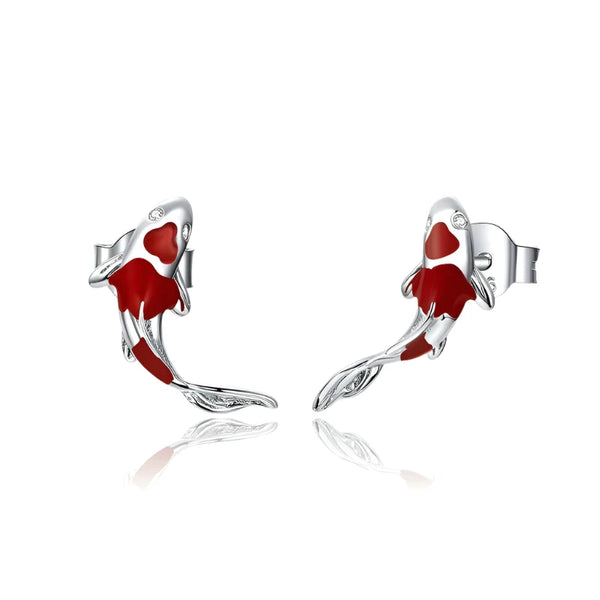 Red Koi Silver Earring     - VONVEX