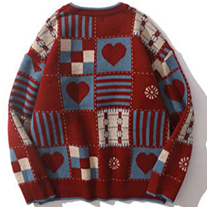 Y2K Love Wave Wool Sweater     - VONVEX