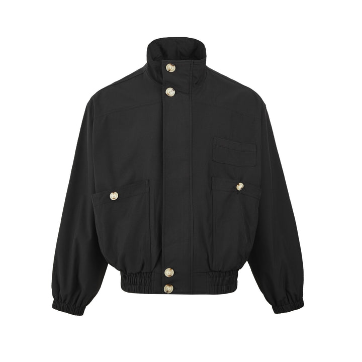 Vintage High Neck Buttoned Jacket  Black M  - VONVEX