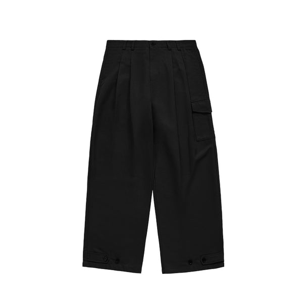 Double Pleated Outdoor Suit Trousers Black 28 - VONVEX