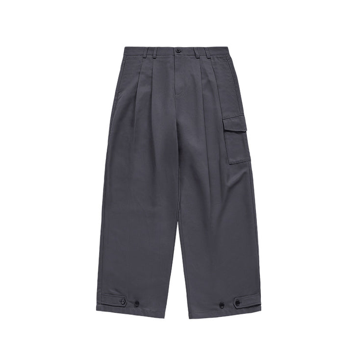 Double Pleated Outdoor Suit Trousers Dark Gray 28 - VONVEX