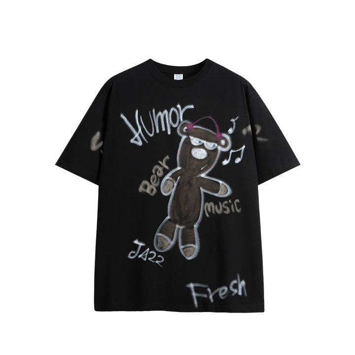 Teddy Teddy Bear Loose T-Shirt  Black XL  - VONVEX