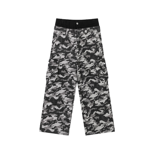 Retro Double Waist Camouflage Cargo Pants     - VONVEX