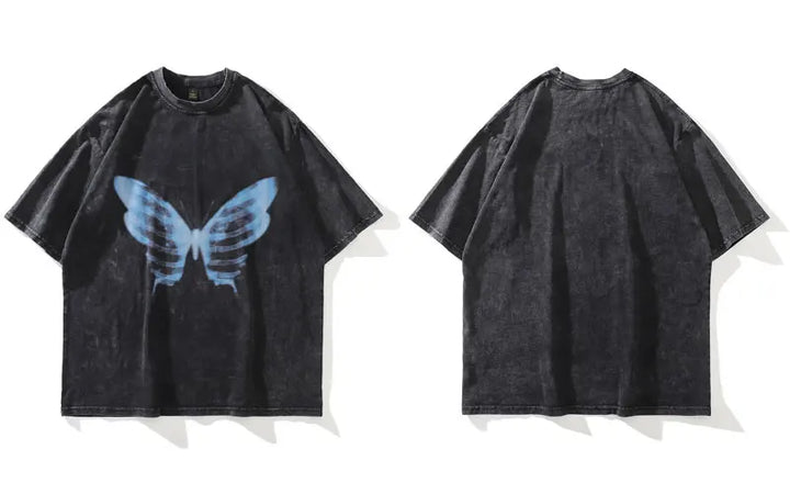 Y2K Flutter Butterfly T-Shirt  Black M  - VONVEX