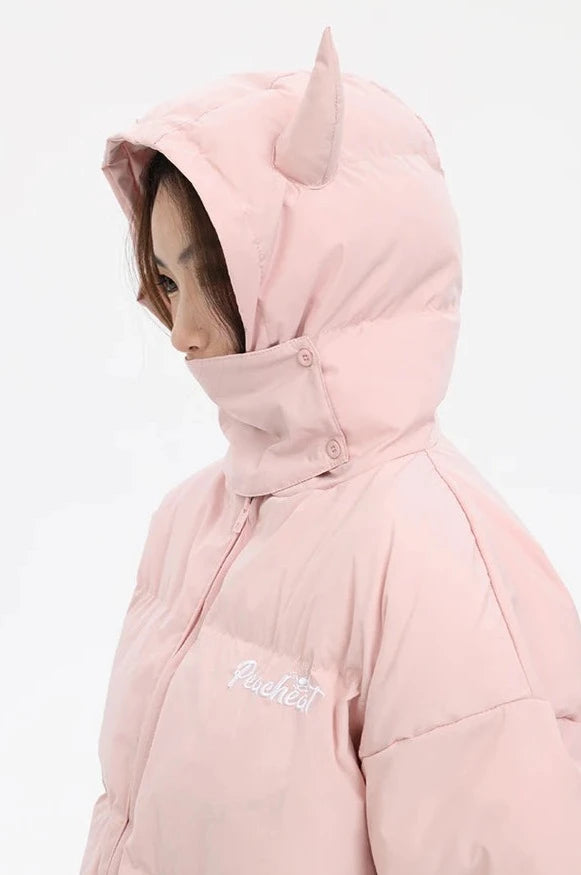 Devil's Horn Hooded Puffer Jacket     - VONVEX