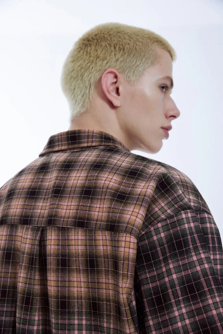 Plaid Heavyweight Oversized Shirt     - VONVEX