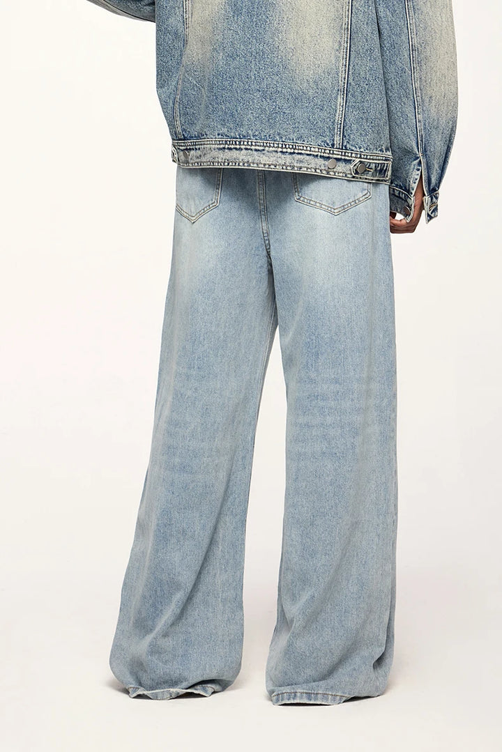 American Distressed Wide-Leg Jeans - VONVEX