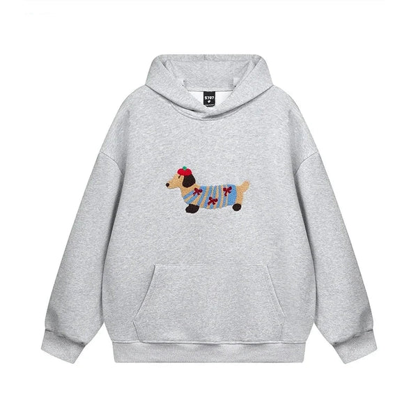 Dachshund Heavy Hoodie Gray S - VONVEX