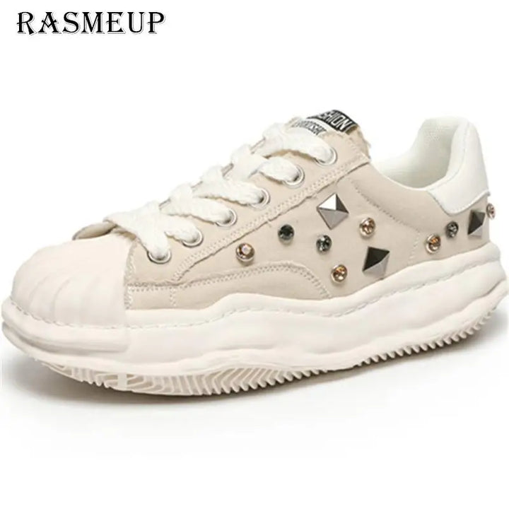 Rhinestone Luxe Radiance Shell Sneakers  White 36  - VONVEX