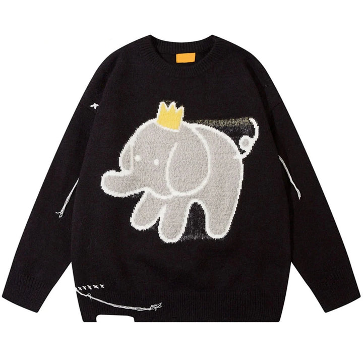 Elephant King Kintted Sweater black S - VONVEX