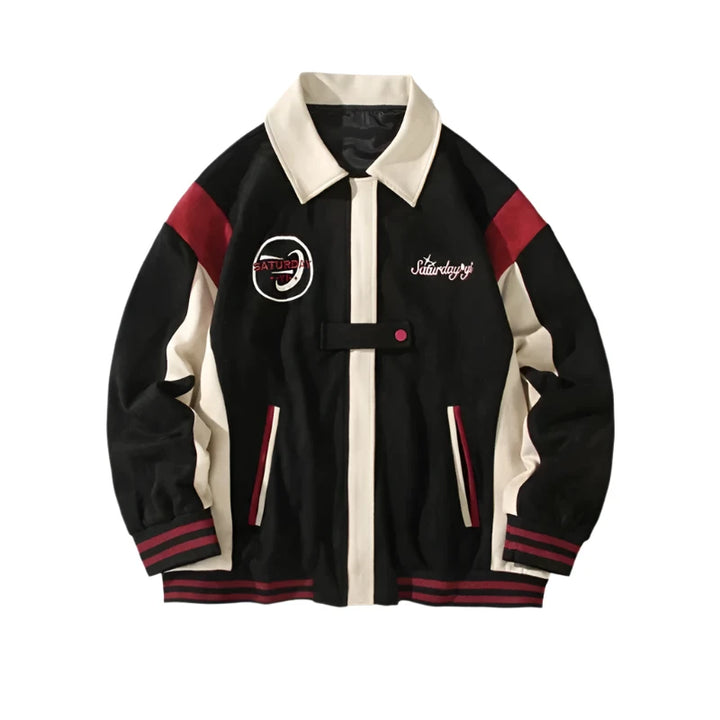 Retro Status Varsity Jacket  black M  - VONVEX