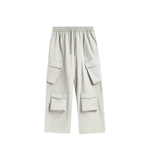 Casual 3D Wide-leg Cargo Pants  White S  - VONVEX