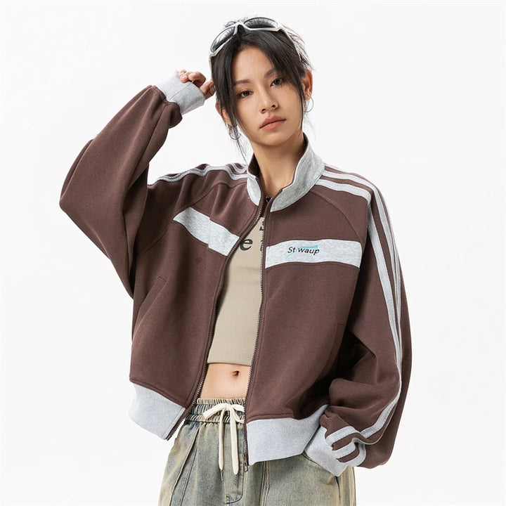 Demi-season Striped Harajuku Jacket     - VONVEX