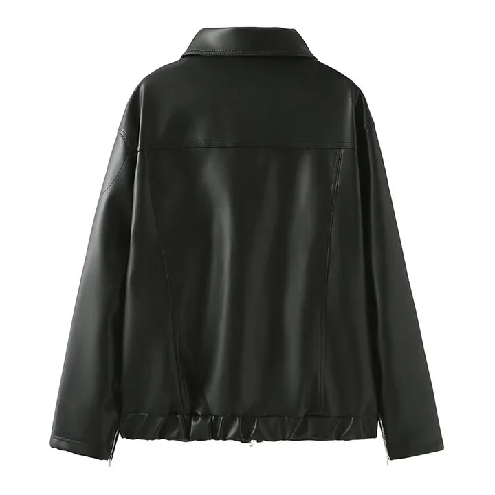 Vintage Faux Leather Women's Jacket     - VONVEX