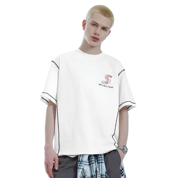 Sportswear Patchwork Oversized T-Shirt  White XL  - VONVEX