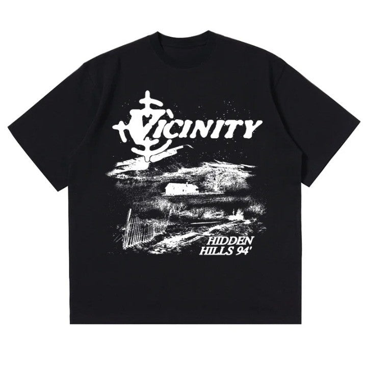 Y2k Vintage Letter Grunge Oversized T-Shirt  Black S  - VONVEX