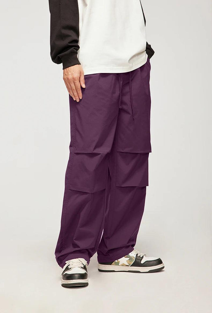 Parachute Elastic Waist Cargo Pants     - VONVEX