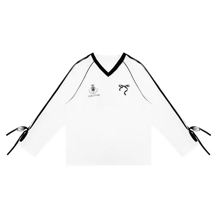 Y2k Oversized V-neck Black Jersey Sweater - VONVEX