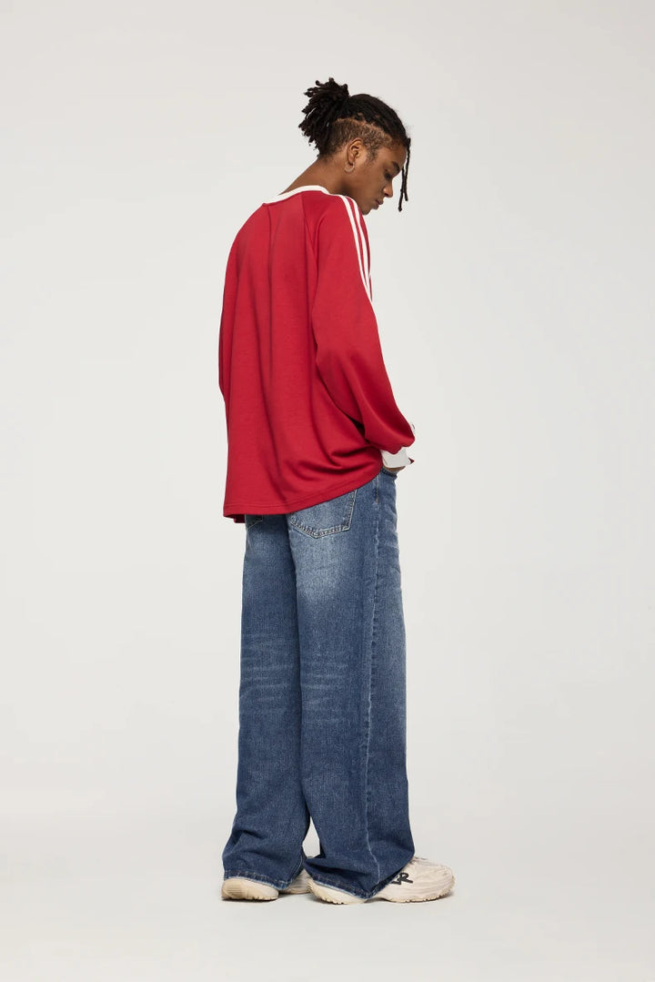 Classic Floor-Length Washed Denim Jeans - VONVEX