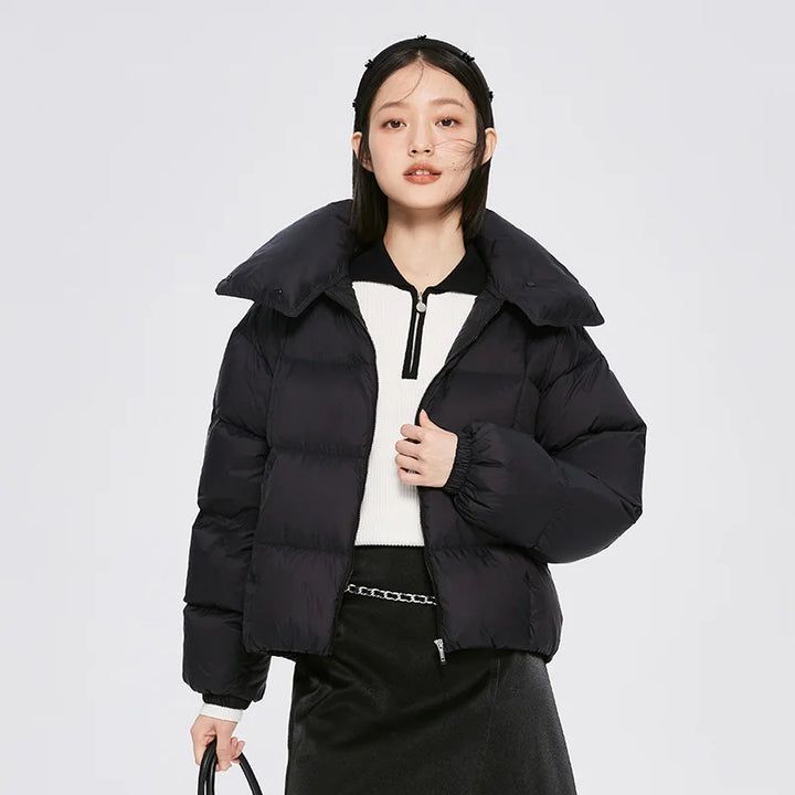 Solid Color Women's Puffer Jacket  black XXL  - VONVEX