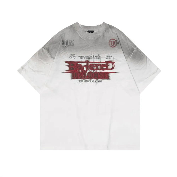 Dyed Printed Loose T-Shirt  WHITE XL  - VONVEX