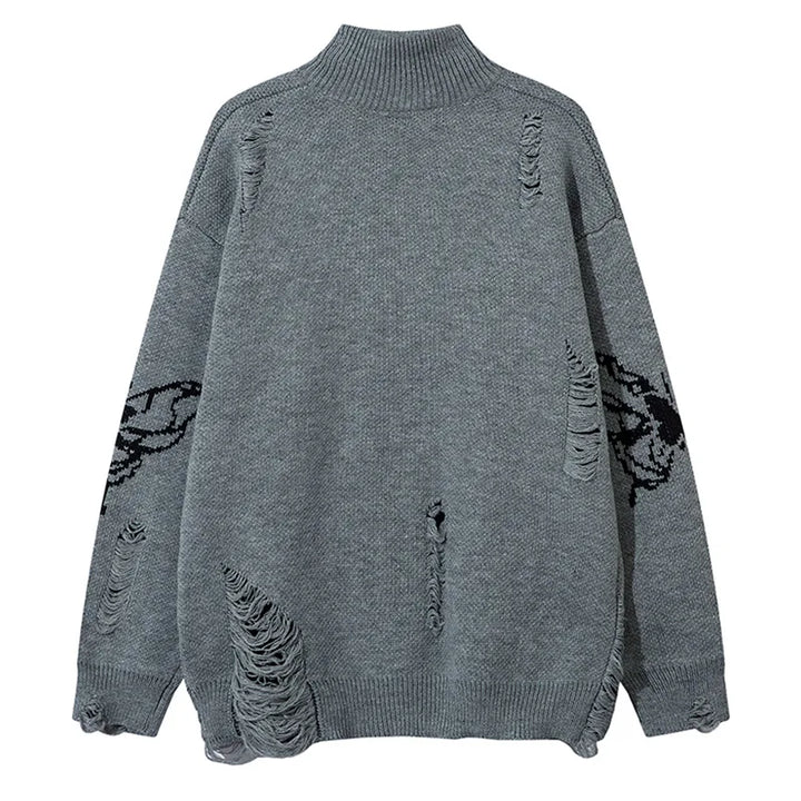 Oversized Butterfly Zip Up Cardigan - VONVEX